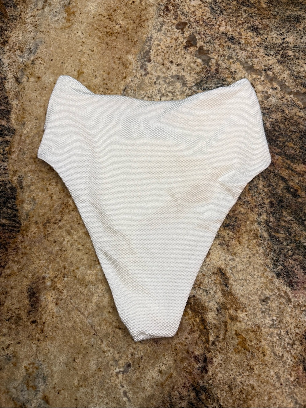 aerie White High-Waist Textured Thong Bikini Bottoms